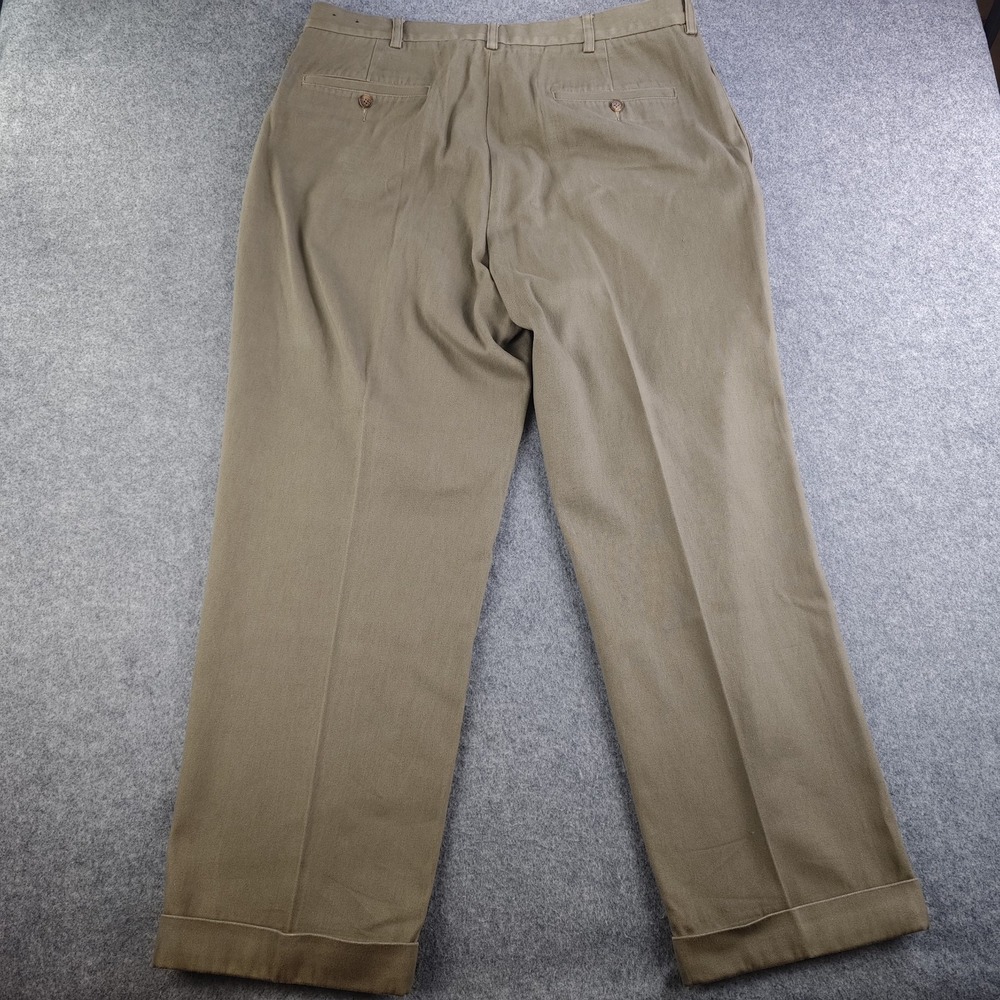 Brooks Brothers 346 Dress Pants Mens 38x30 Brown Pleated Cuffed 100% Cotton - Picture 7 of 8